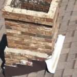 defect-home-inspection.jpg Chimney flashing defect identified during a roof inspection.