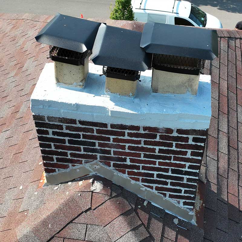 Obstruction inside a chimney flue found during a Columbus, Ohio home inspection