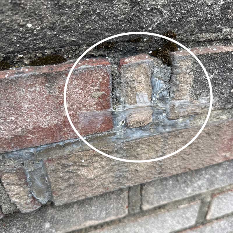 Deteriorating mortar and crumbling brick on a chimney found during a Columbus, Ohio home inspection