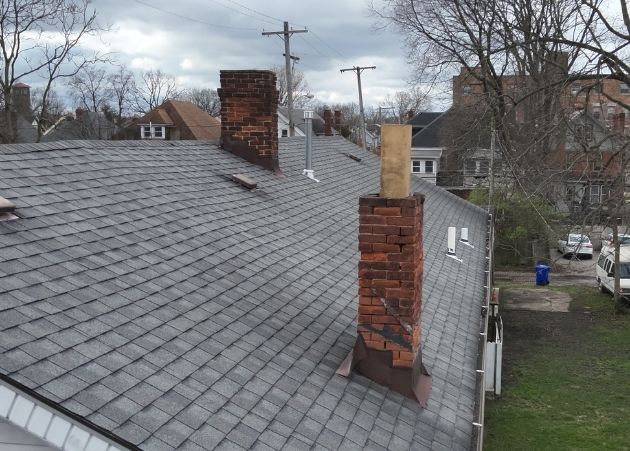 Deteriorating brick chimney found during a Columbus home inspection