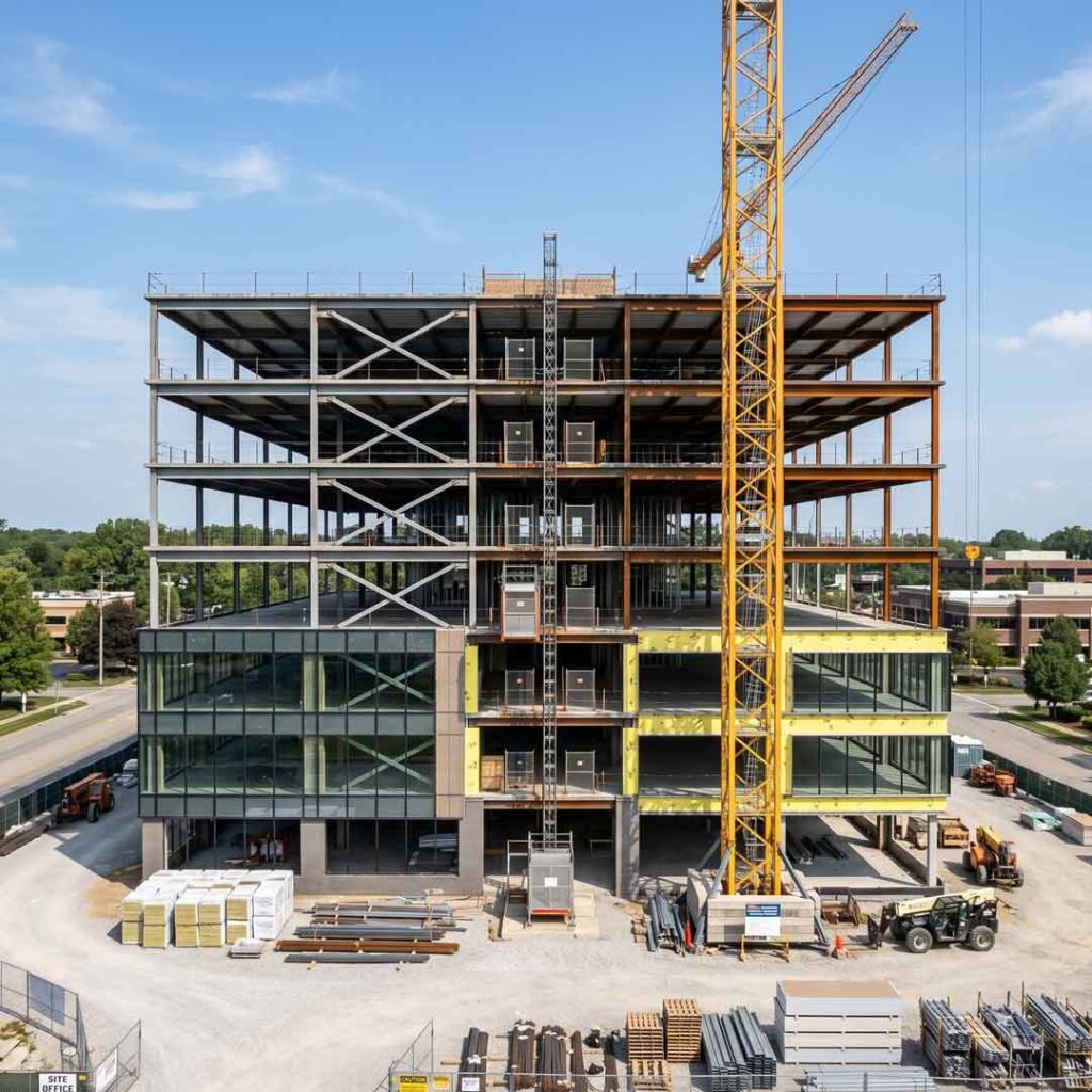 Commercial construction project showing verified building progress during a commercial draw inspection in Ohio