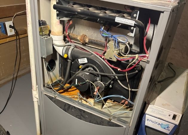Aging furnace evaluated during a Columbus, Ohio home inspection