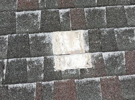 Improper roof repair identified during a professional home inspection.